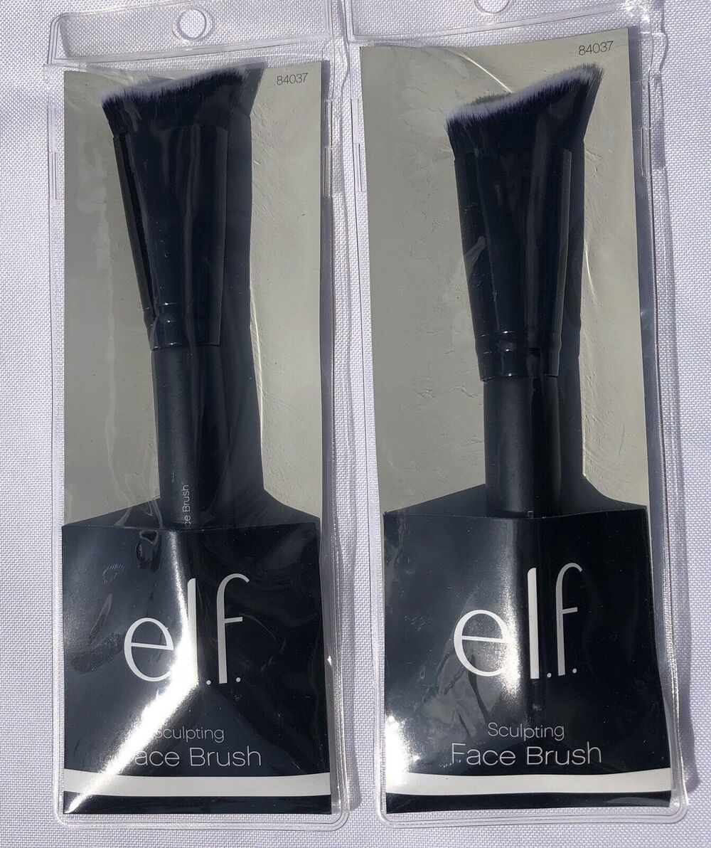 Elf Makeup Brush Black Sculpting Face Brush Ultra Fine Synthetic Lot of Two